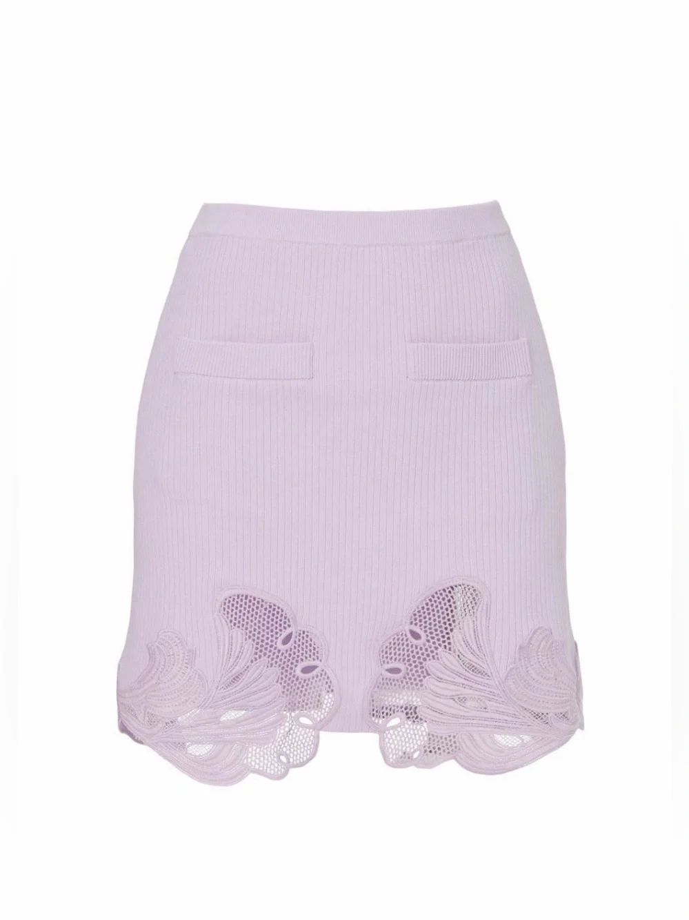 Self-Portrait~Lilac Lace Knit Mini Skirt w/Scallop-Hem~Size Medium~$320~